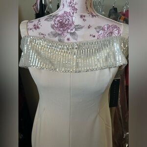 🎀Aidan Mattox Sexy Off Shoulder Holiday Cocktail Party Dress Pink Sequins 10 L